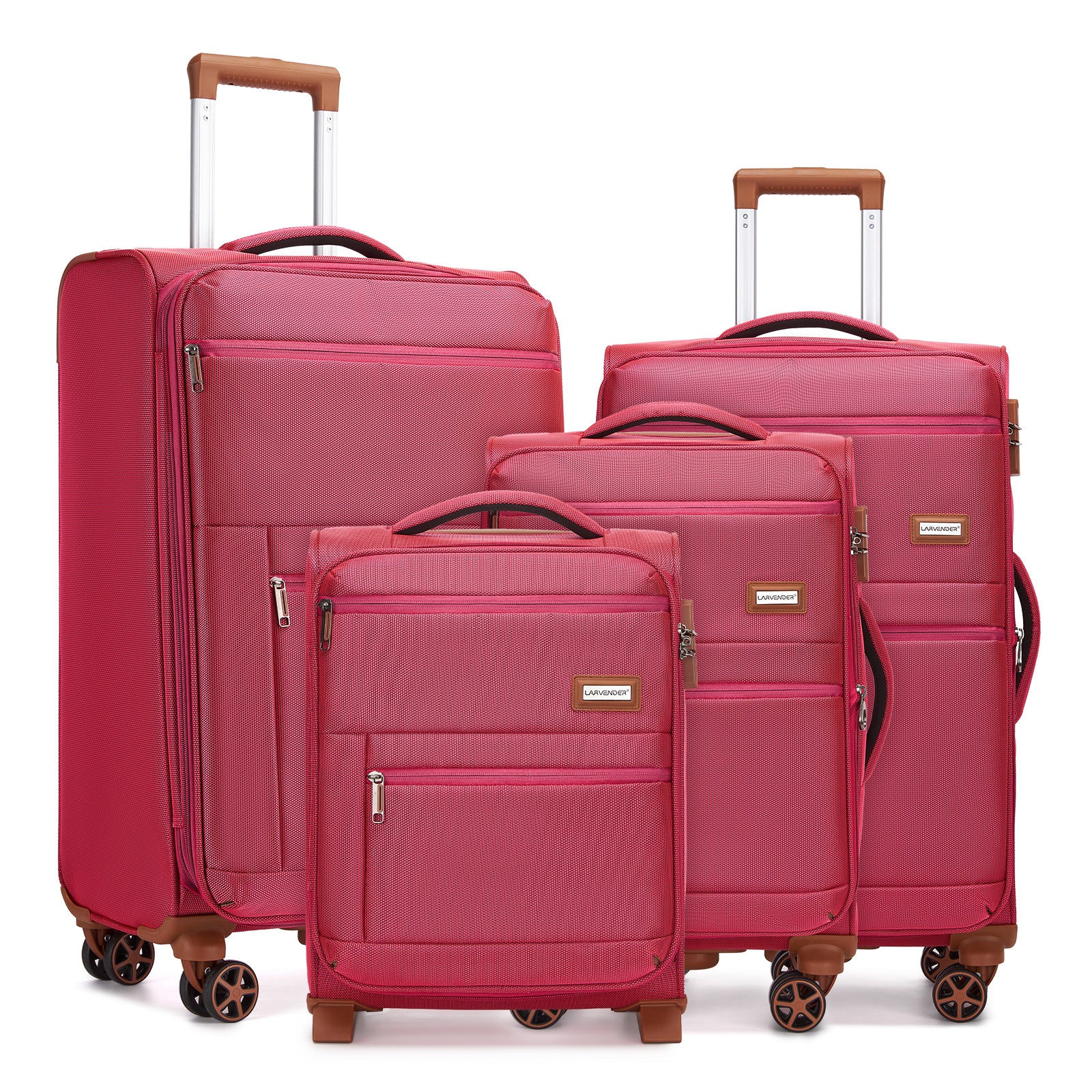Luggage Sets 4 Piece, Softsied Suitcases with Spinner Wheels, Rose Red