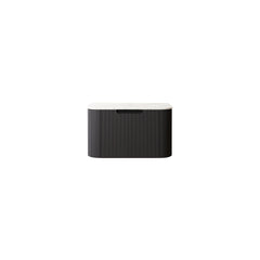 DINA 24'' Wall Mounted Plywood Cabinet with Carrara White Sintered Stone Countertop, One Drawer, NO Basin, NO Faucet and Drain, Black Color