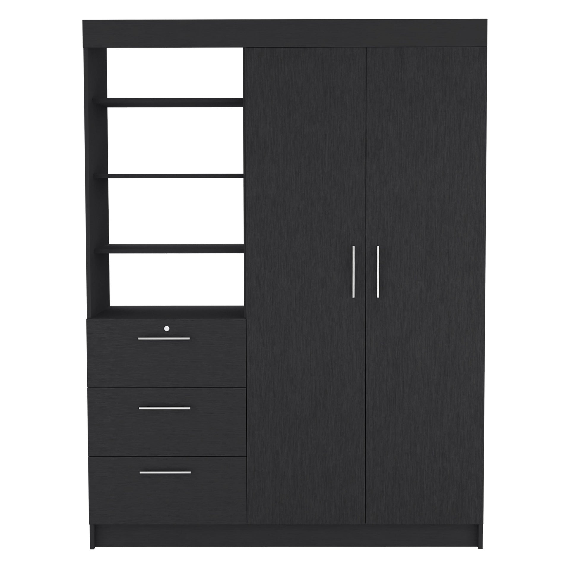 Kenya 2 Piece Bedroom Set, Armoire + Nightstand, Black