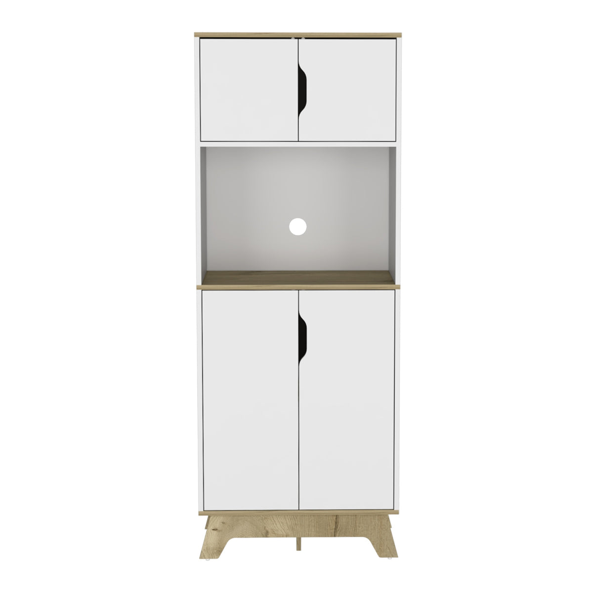 Microwave Tall Cabinet Wallas, Kitchen, Light Oak / White