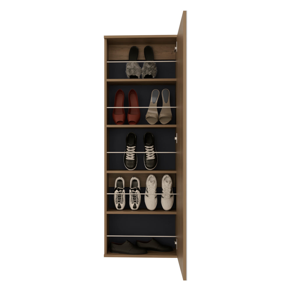 Wall Mounted Shoe Rack With Mirror Chimg, Bedroom, Macadamia