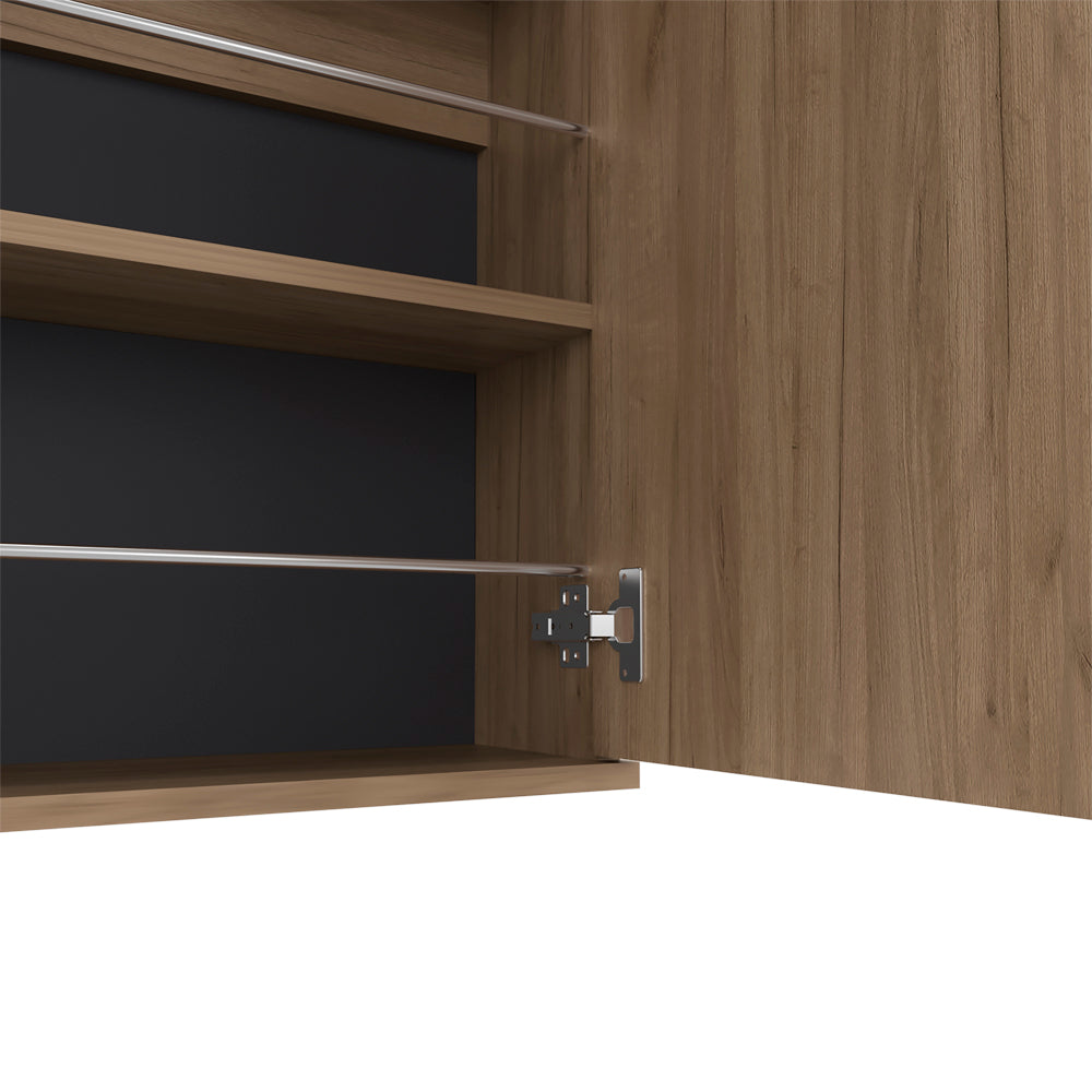 Wall Mounted Shoe Rack With Mirror Chimg, Bedroom, Macadamia