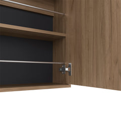Wall Mounted Shoe Rack With Mirror Chimg, Bedroom, Macadamia