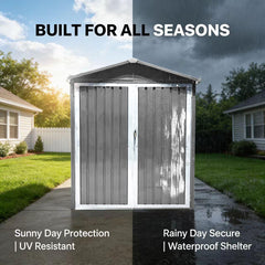 Motorcycle Outdoor Storage Shed With Window ,without tracks and fixtures ,Grey+White