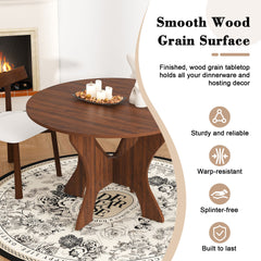 43 in Folding Dining Table Set with 2 Chairs, MDF Table with Walnut Veneer & Solid Wood PU Chairs, Space Saving Foldable Kitchen Set for Indoor and Outdoor Use