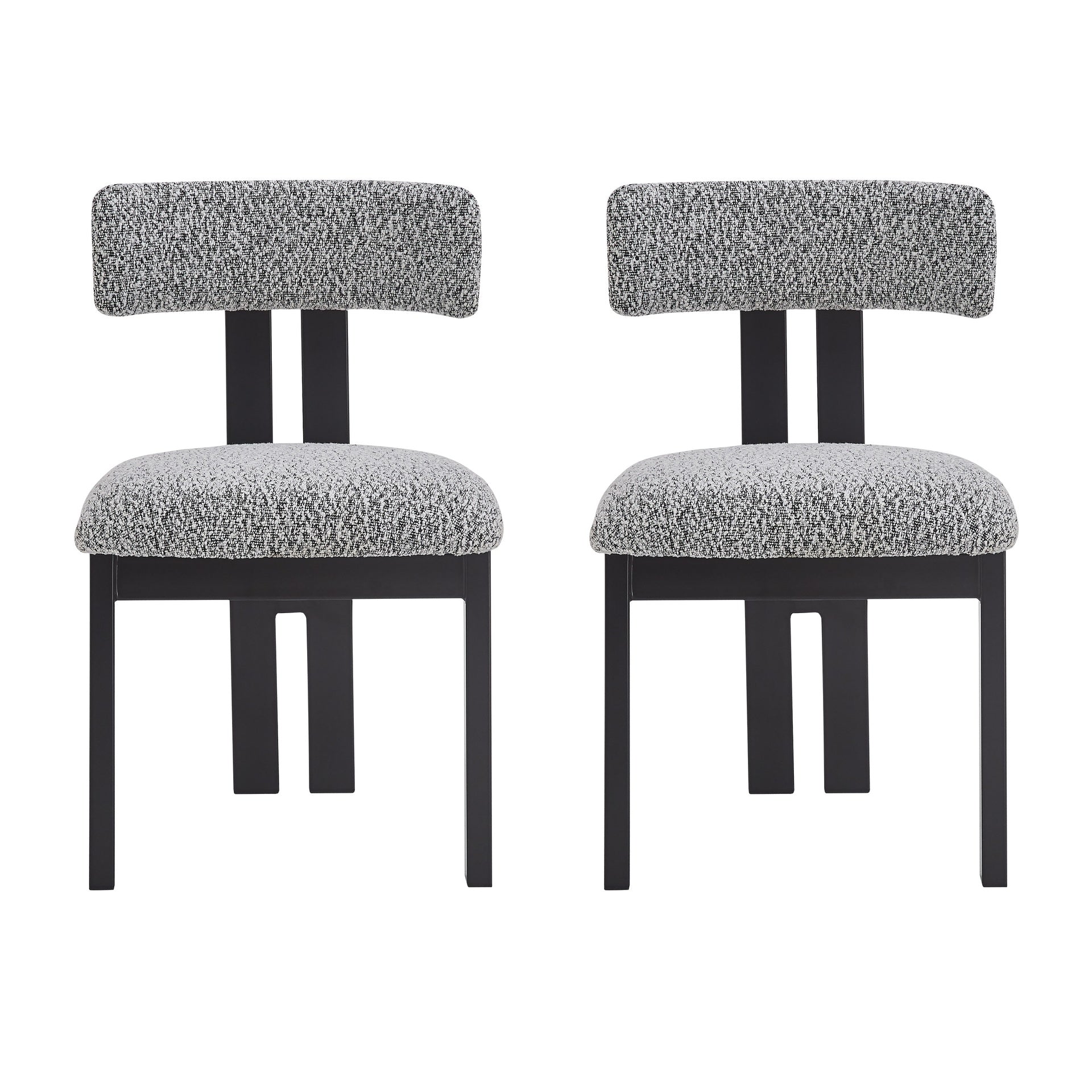 Upholstered Armless Dining Chairs With Metal Legs (Set of 2),Black+White