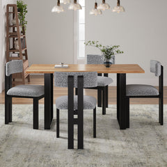 Upholstered Armless Dining Chairs With Metal Legs (Set of 2),Black+White