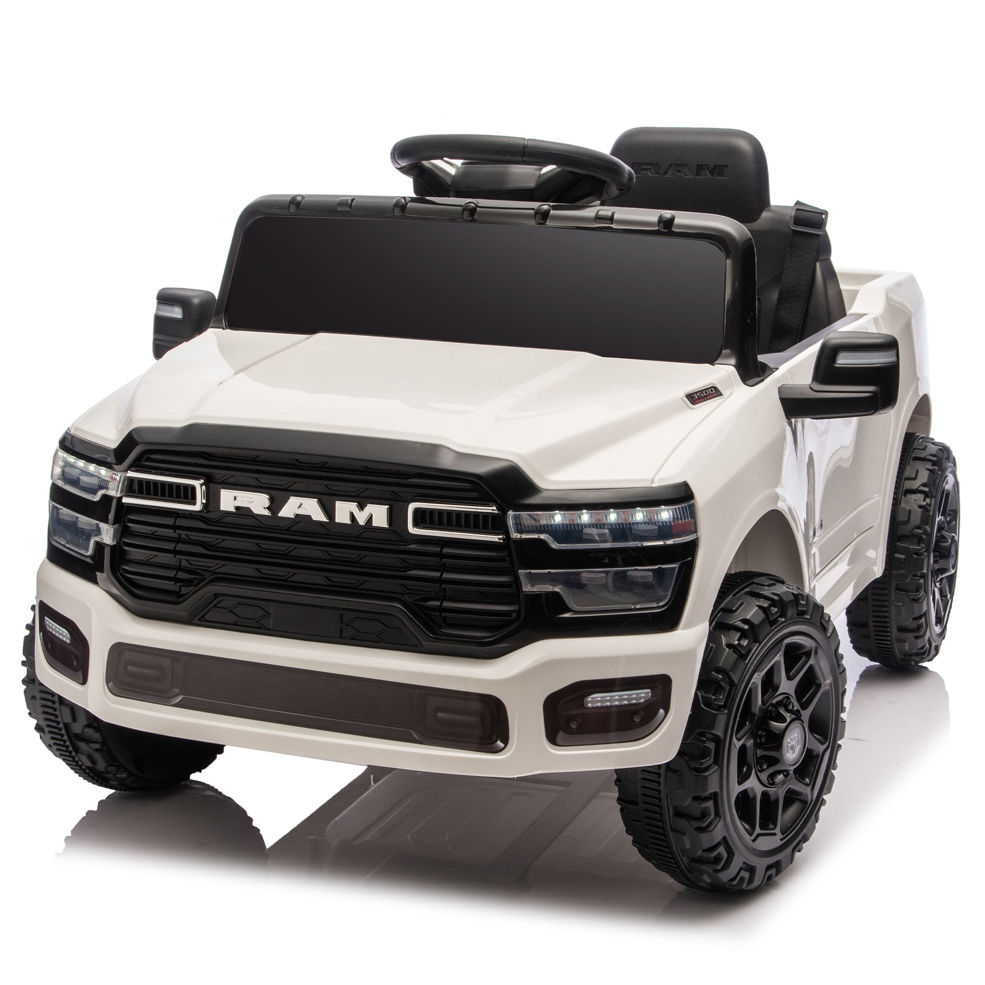 Licensed Dodge RAM 3500 12V Kids Ride On Truck,W/ Remote Control,2WD & Rear Shock Suspension,LED Headlights &Low Battery Alarm,3-speed remote adjustment,Built-in Music & Bluetooth,Recommended age: 3-6