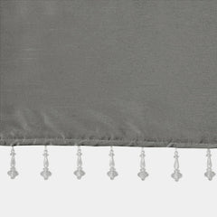Lightweight Faux Silk Valance With Beads Charcoal 50x26"