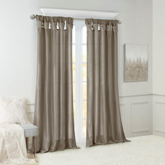 Twist Tab Lined Window Curtain Panel Pewter 50x108"