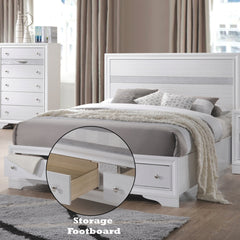Naima White Finish EK Bed W/Storage