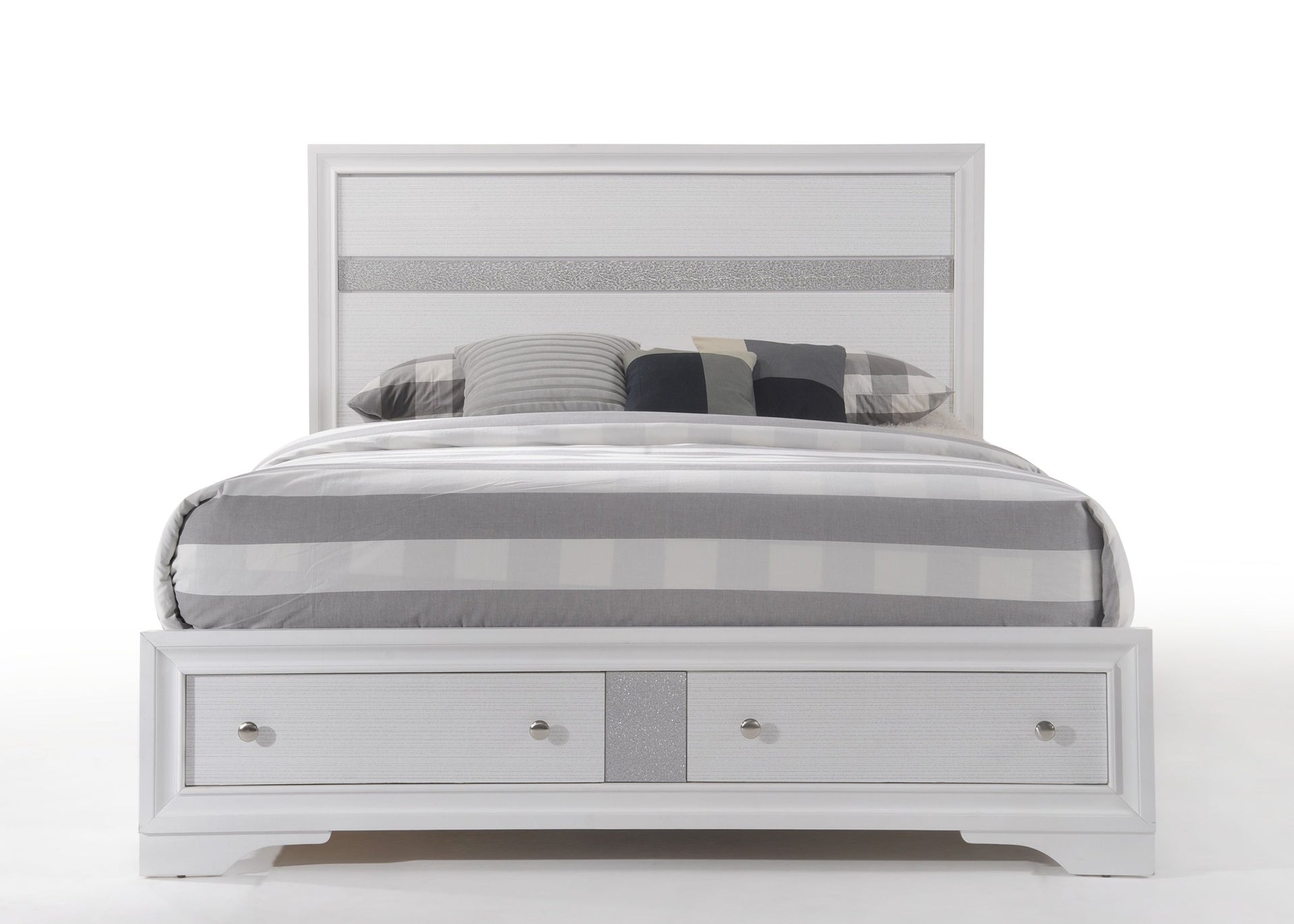 Naima White Finish EK Bed W/Storage