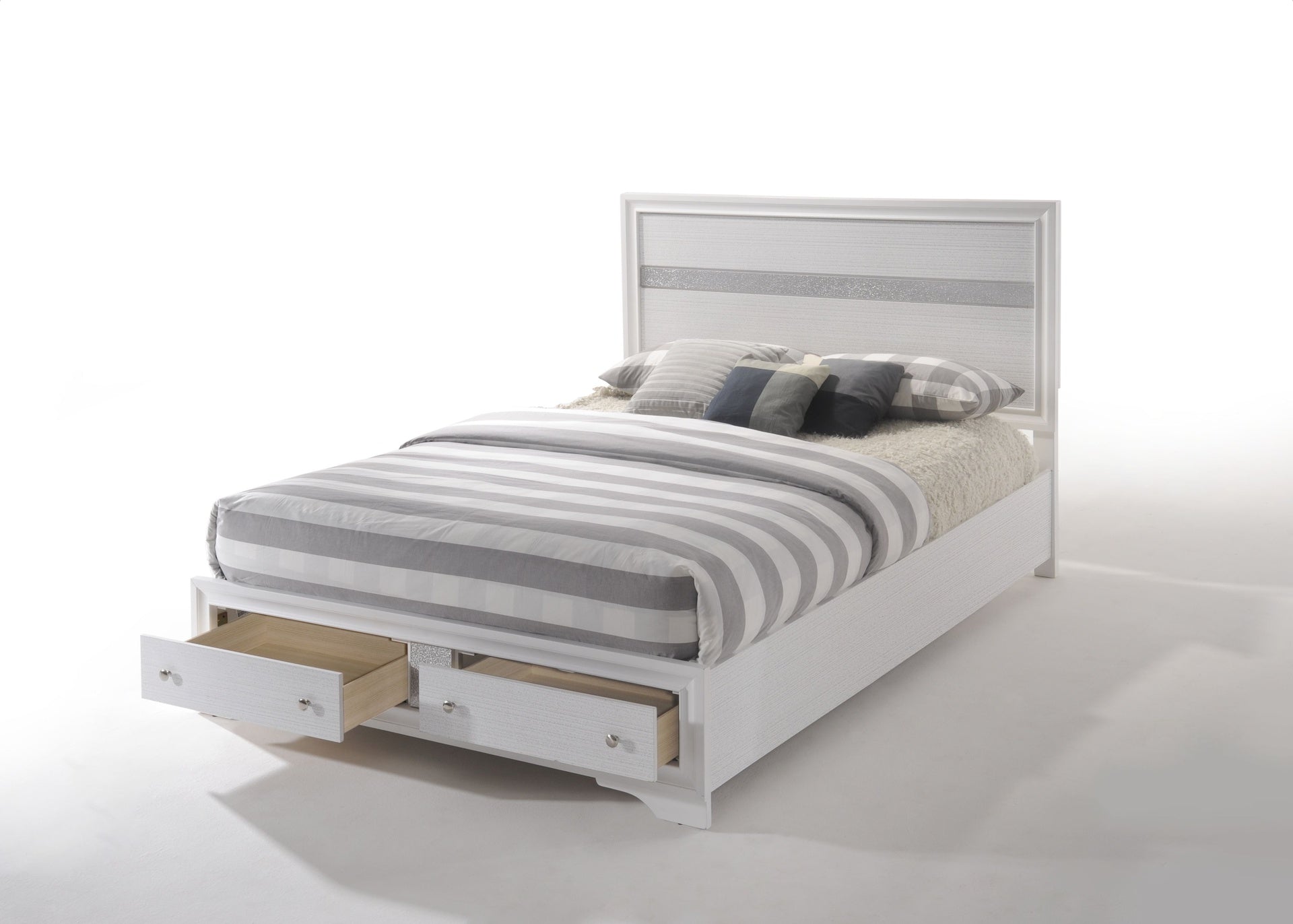 Naima White Finish EK Bed W/Storage
