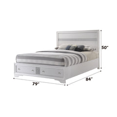 Naima White Finish EK Bed W/Storage
