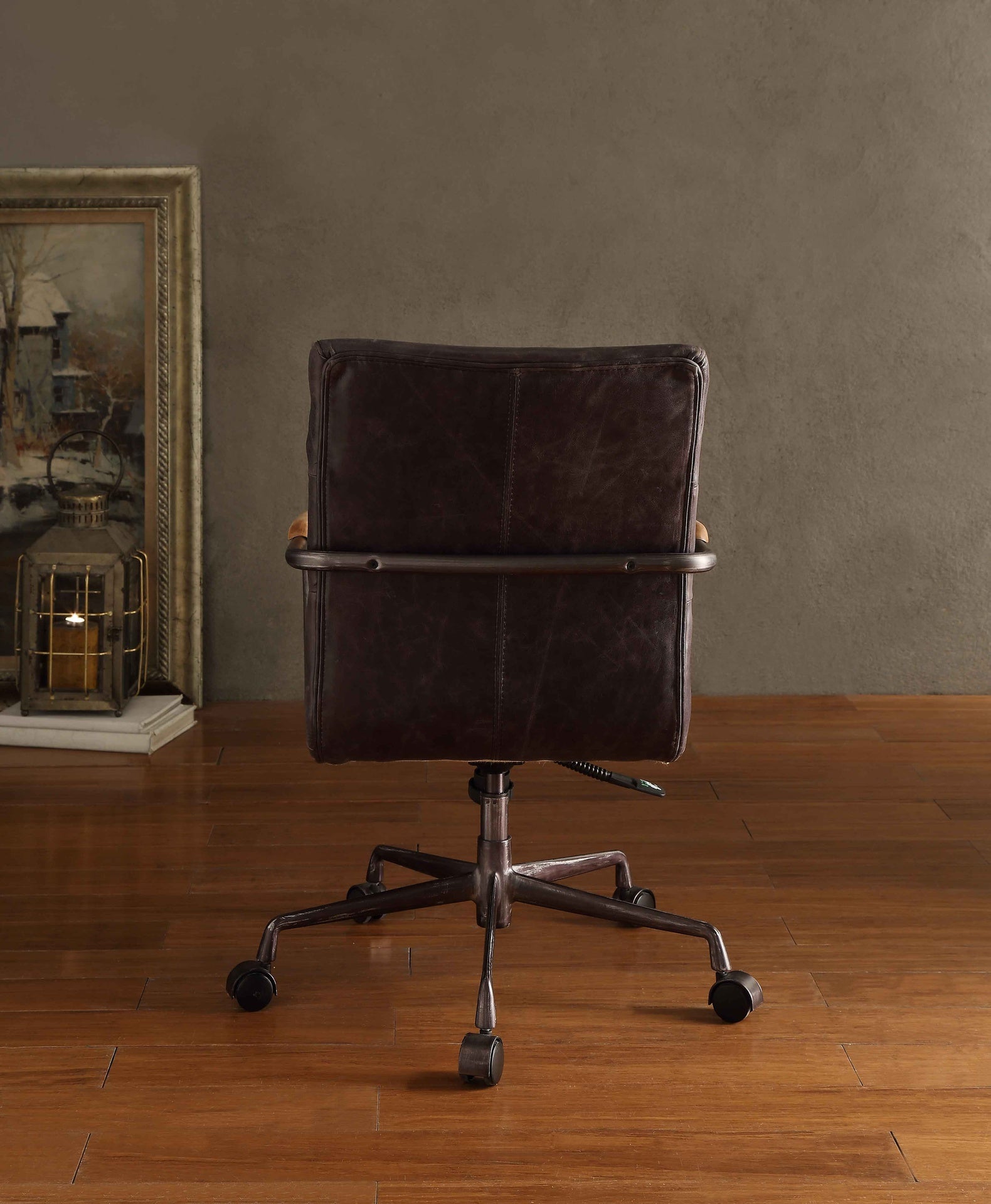 Harith Antique Slate Top Grain Leather Office Chair