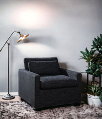 Naveen Dark Gray Fabric Swivel Chair with 1 Toss Pillow
