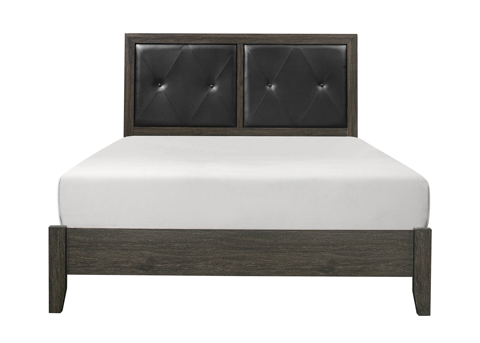 Contemporary Design Dark Gray Finish Full Bed 1pc Button-Tufted Faux Leather Upholstered Headboard Wooden Bedroom Furniture