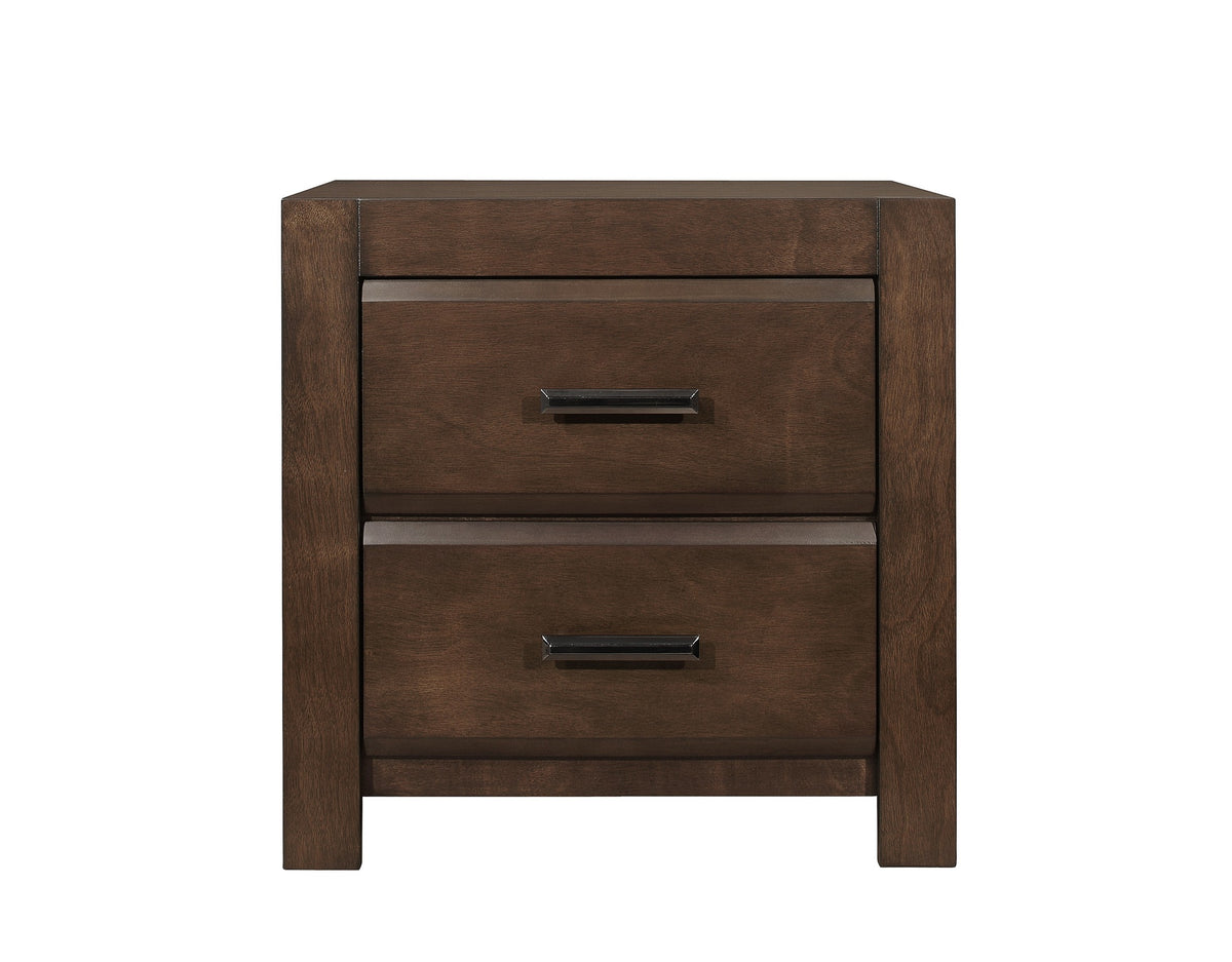 Espresso Finish Two Drawers Nightstand 1pc Contemporary Bold Framing Wooden Bedroom Furniture
