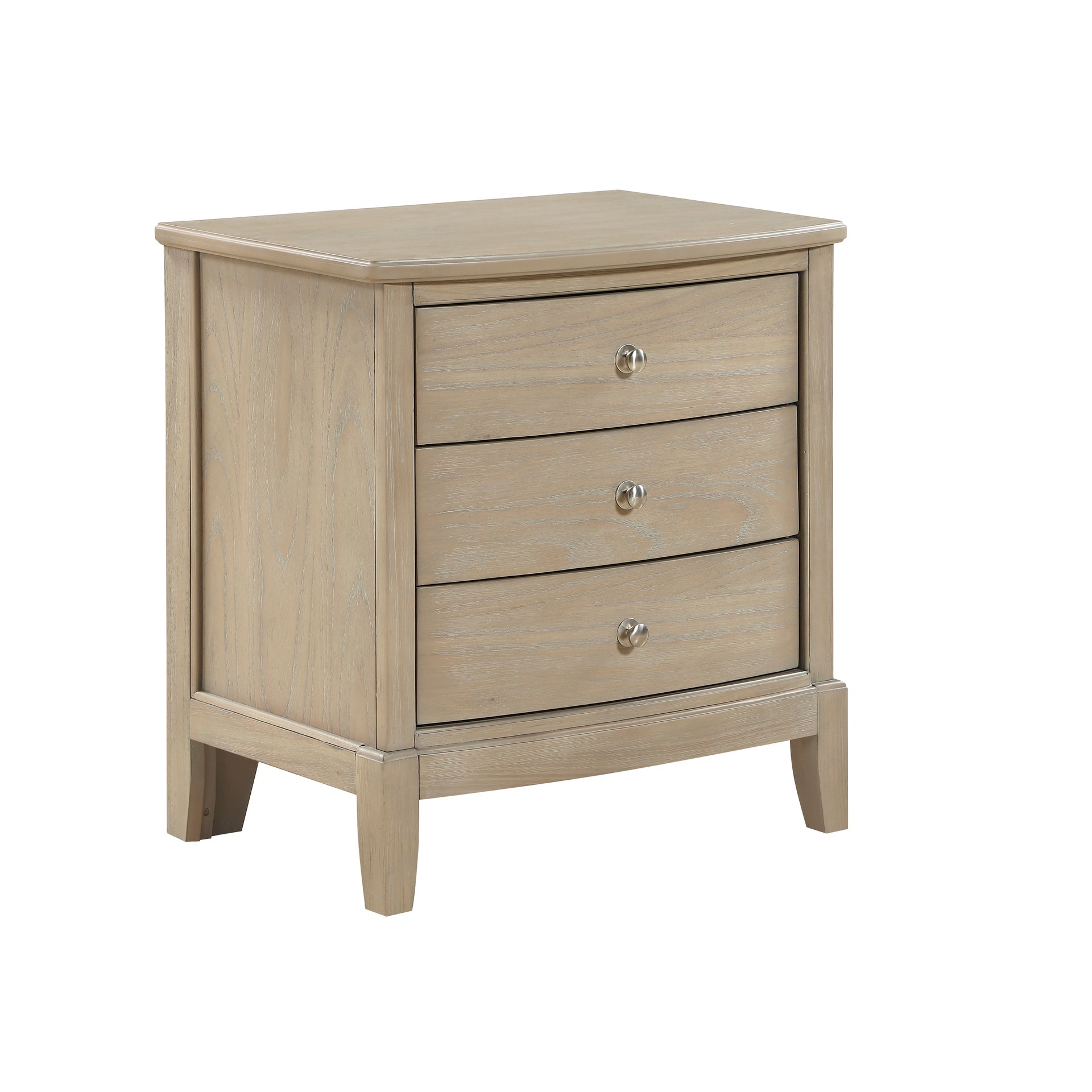 Classic Farmhouse Style Three-Drawer Nightstand Beige Finish Wooden Bedroom Furniture 1pc Bedside Cabinet