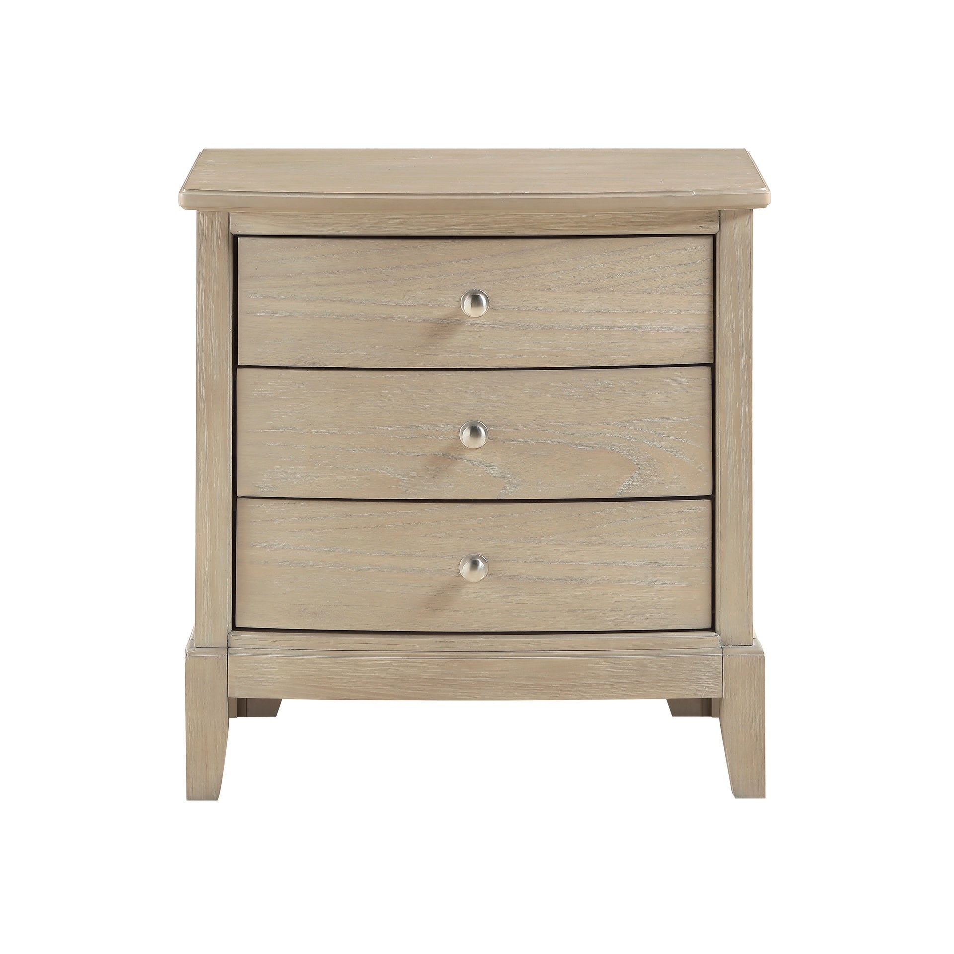 Classic Farmhouse Style Three-Drawer Nightstand Beige Finish Wooden Bedroom Furniture 1pc Bedside Cabinet