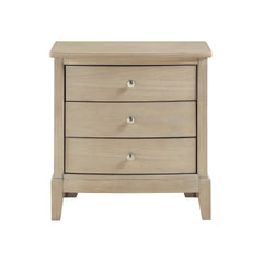 Classic Farmhouse Style Three-Drawer Nightstand Beige Finish Wooden Bedroom Furniture 1pc Bedside Cabinet