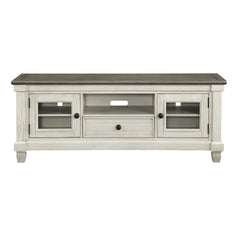 1pc TV Stand with Drawer Storage Cabinets Wooden Living Room Furniture, Antique White and Rosy Brown TV Console Table
