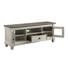 1pc TV Stand with Drawer Storage Cabinets Wooden Living Room Furniture, Antique White and Rosy Brown TV Console Table