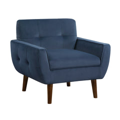 Navy Blue Accent Chair Upholstered Velvet Cushion Seat Back Tufted Contemporary Living Room Furniture 1pc
