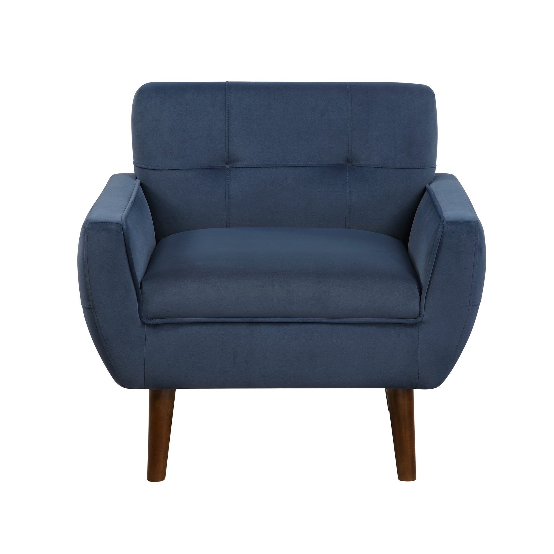Navy Blue Accent Chair Upholstered Velvet Cushion Seat Back Tufted Contemporary Living Room Furniture 1pc