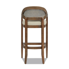 Americana Mid-Century Modern 30.5" Cane Back Bar Stool, Taupe Beige