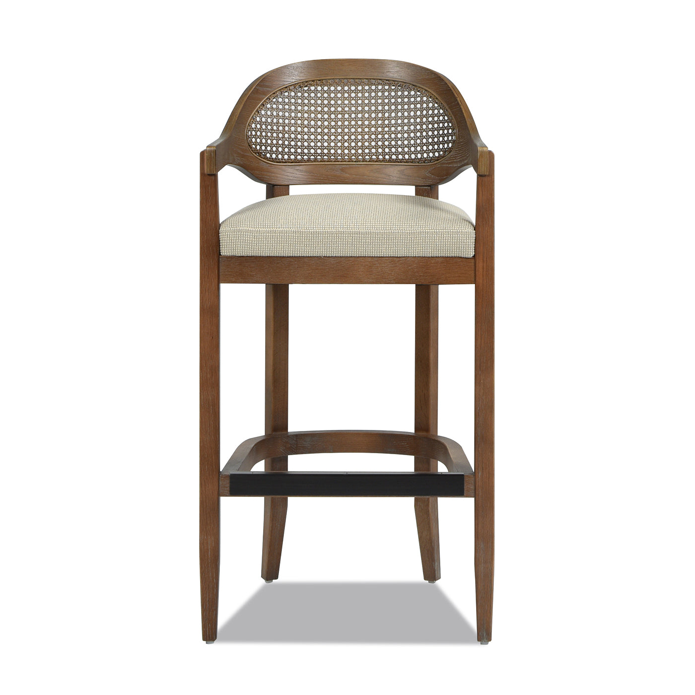 Americana Mid-Century Modern 30.5" Cane Back Bar Stool, Taupe Beige