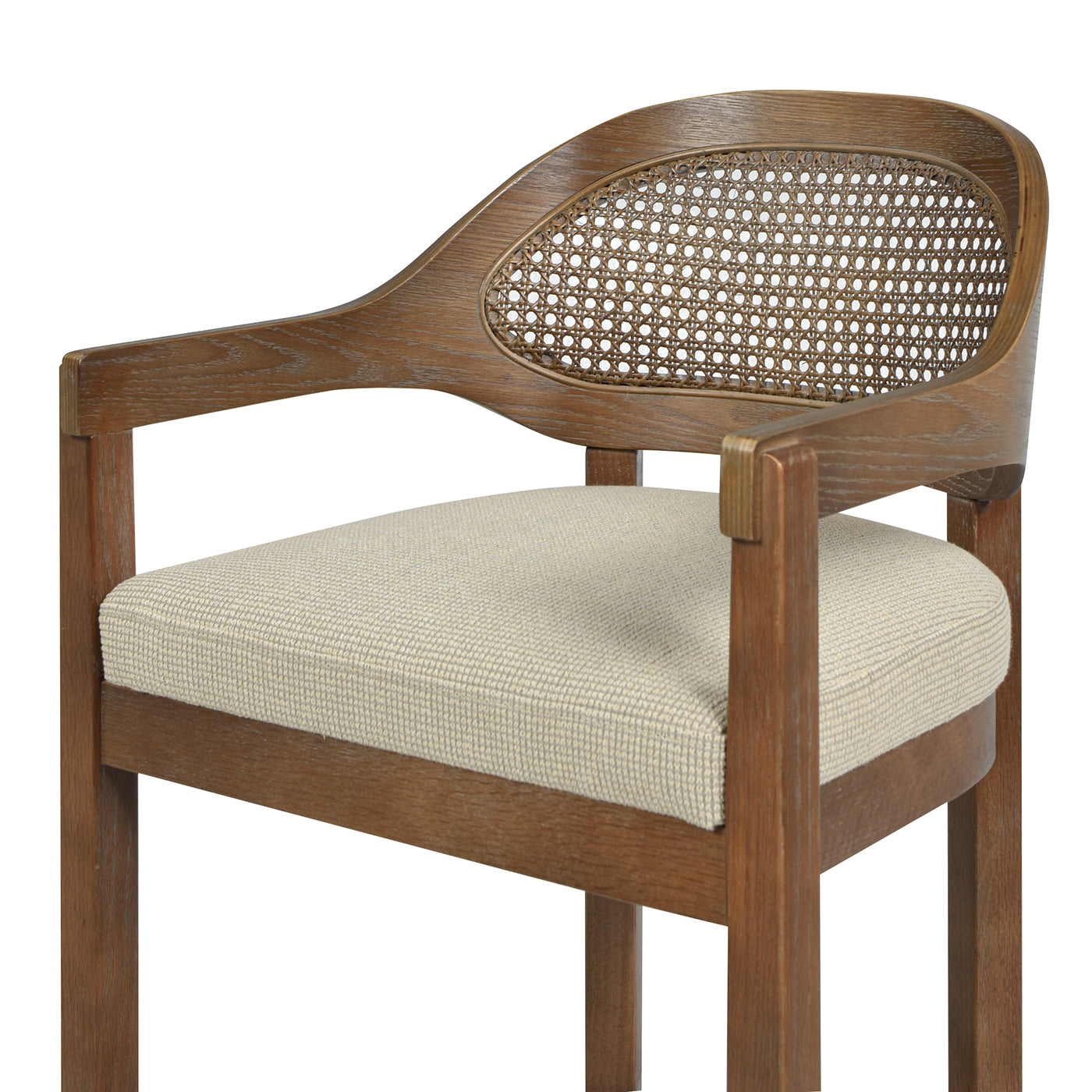 Americana Mid-Century Modern 30.5" Cane Back Bar Stool, Taupe Beige