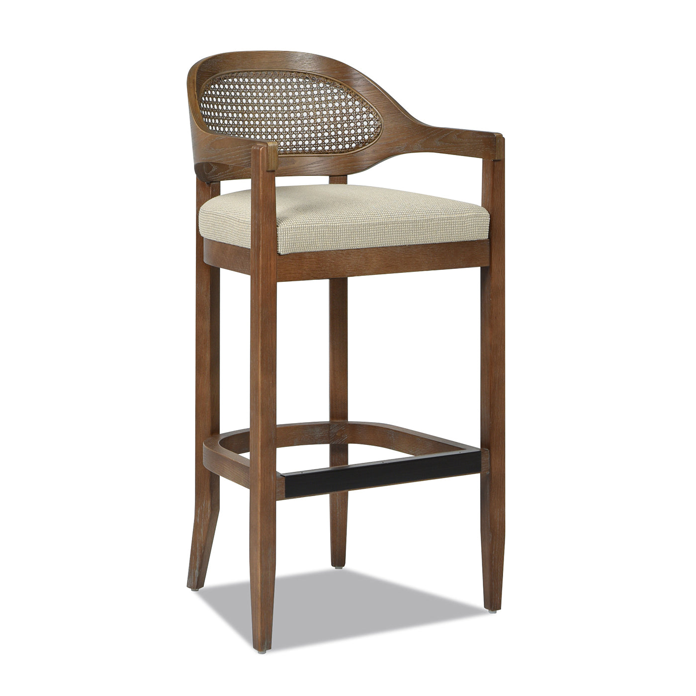 Americana Mid-Century Modern 30.5" Cane Back Bar Stool, Taupe Beige