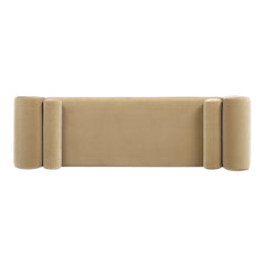Mason 60.5" Arched Arm Bench with Bolster Pillows, Camel Brown Beige Performance Velvet
