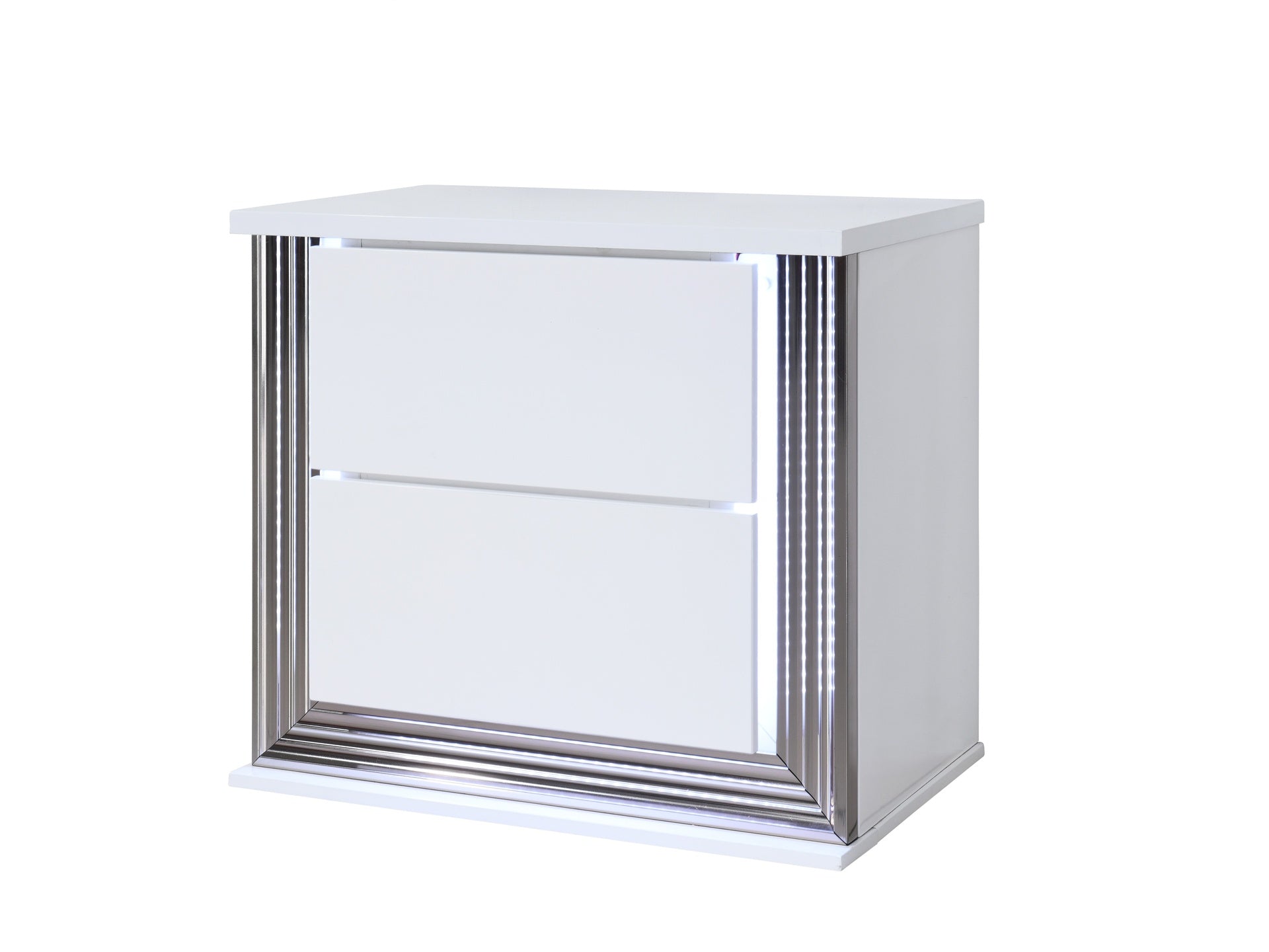 MOON SMOOTH WHITE NIGHTSTAND WITH LED