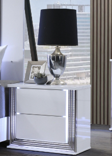 MOON SMOOTH WHITE NIGHTSTAND WITH LED