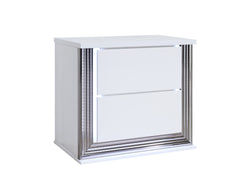 MOON SMOOTH WHITE NIGHTSTAND WITH LED