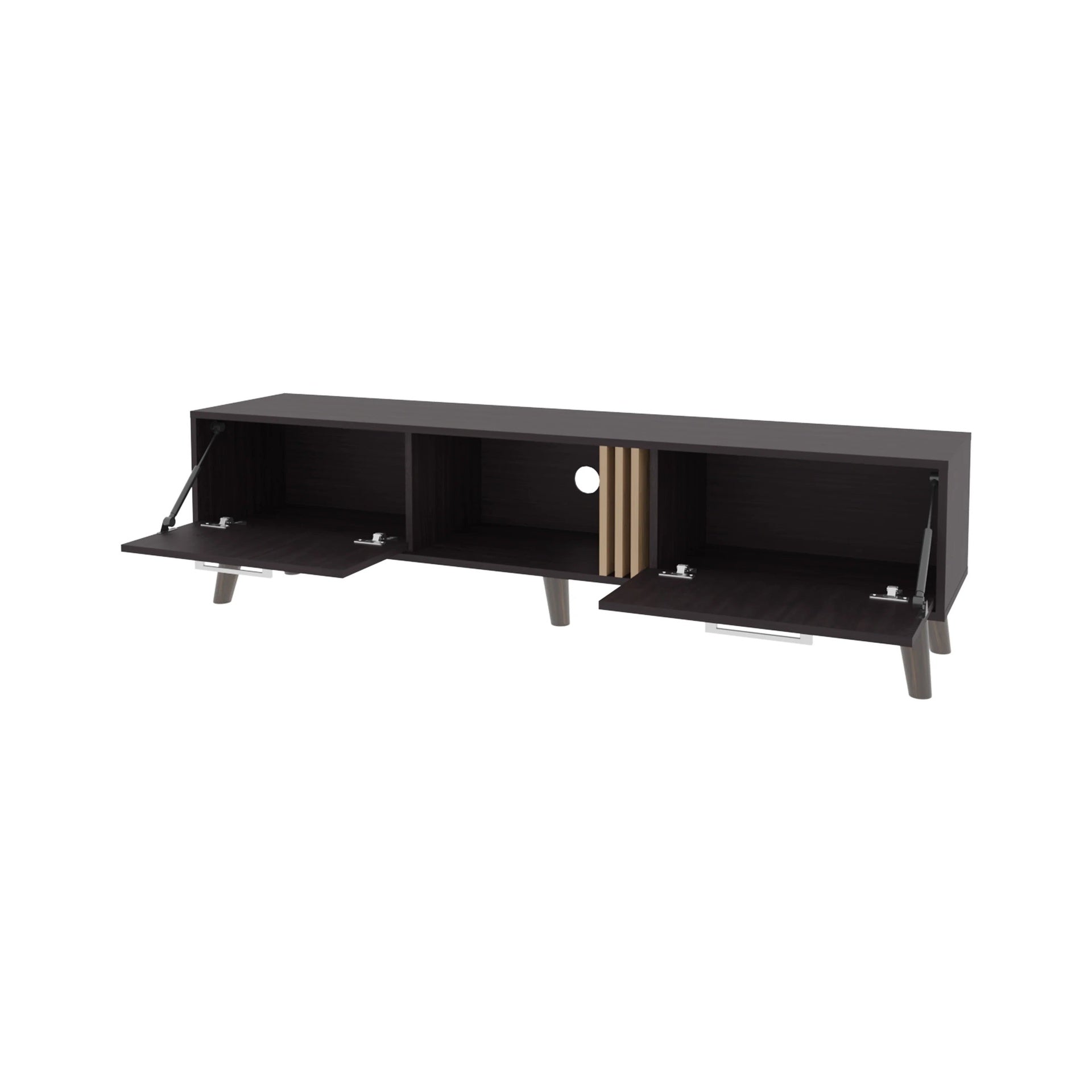 Wengue TV Stand with 2 Doors and Open Storage