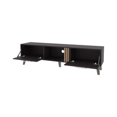 Wengue TV Stand with 2 Doors and Open Storage