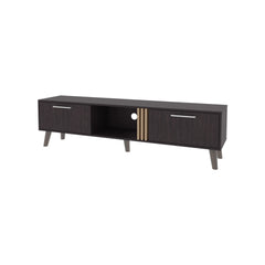 Wengue TV Stand with 2 Doors and Open Storage