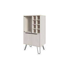 White Bar Cabinet with Glass Rack and Wine Storage