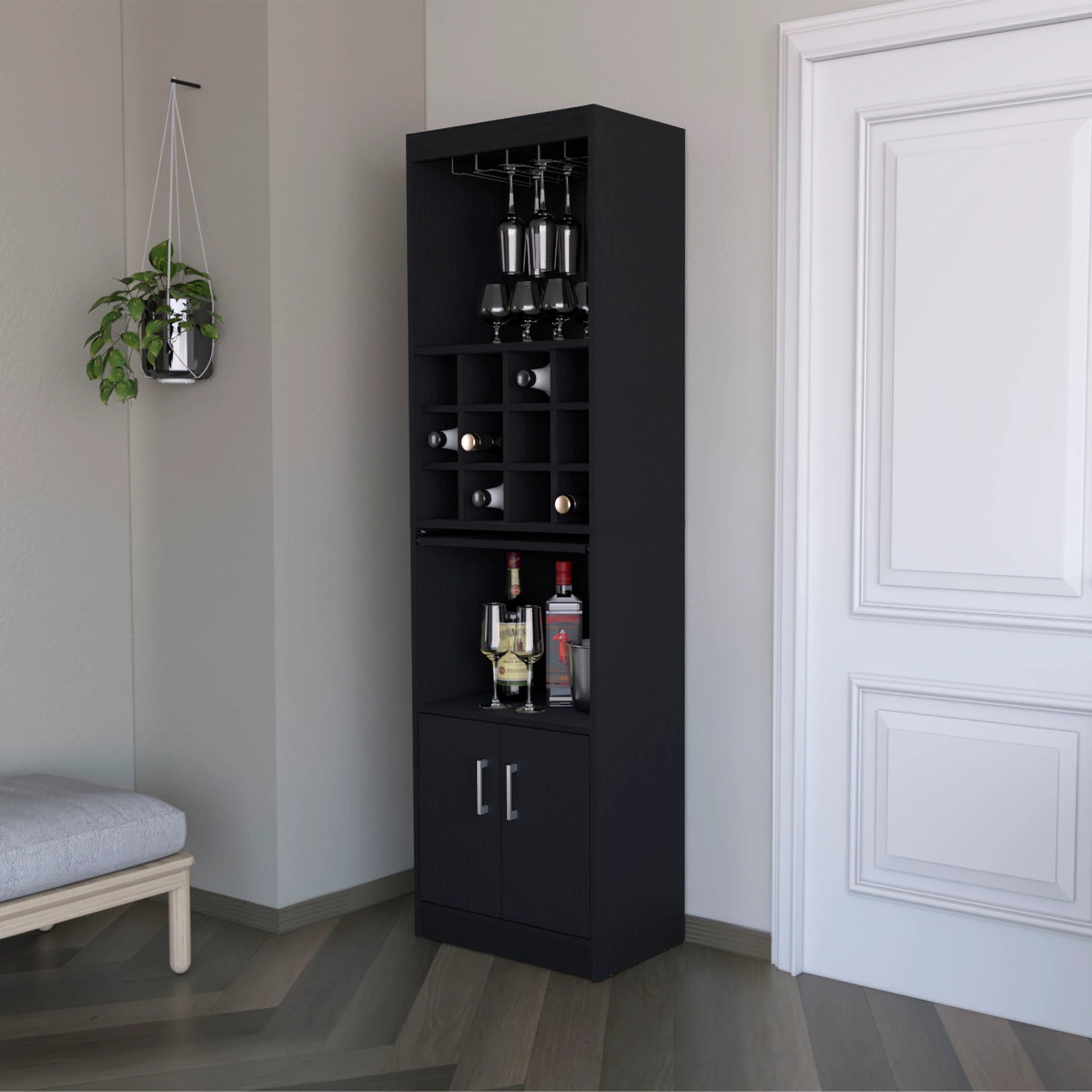 Wenge Bar Cabinet with Wine Storage