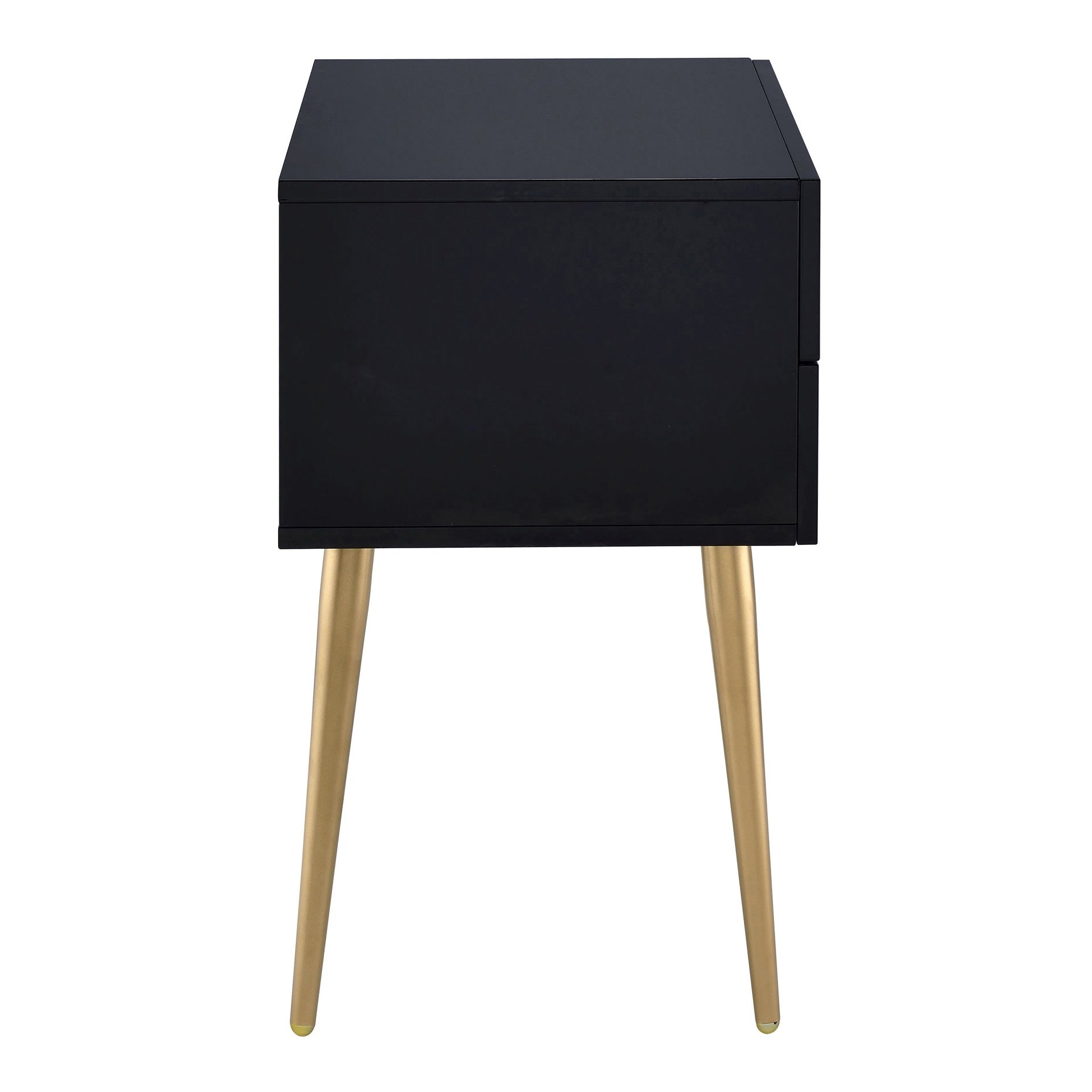 Black and Gold Side Table with 2 Drawer