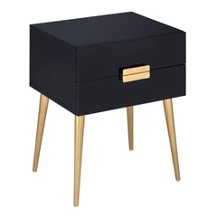 Black and Gold Side Table with 2 Drawer