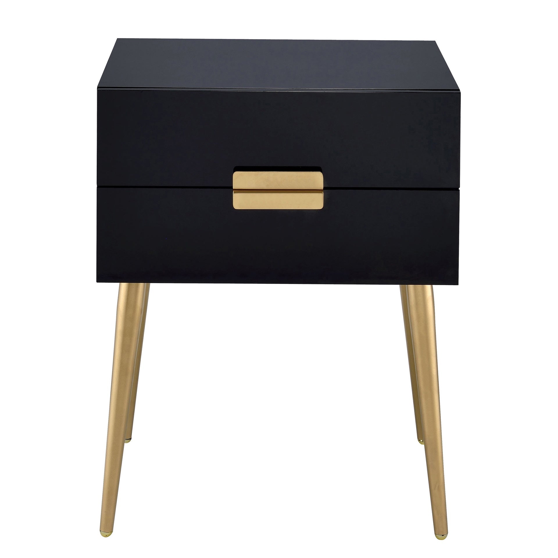 Black and Gold Side Table with 2 Drawer