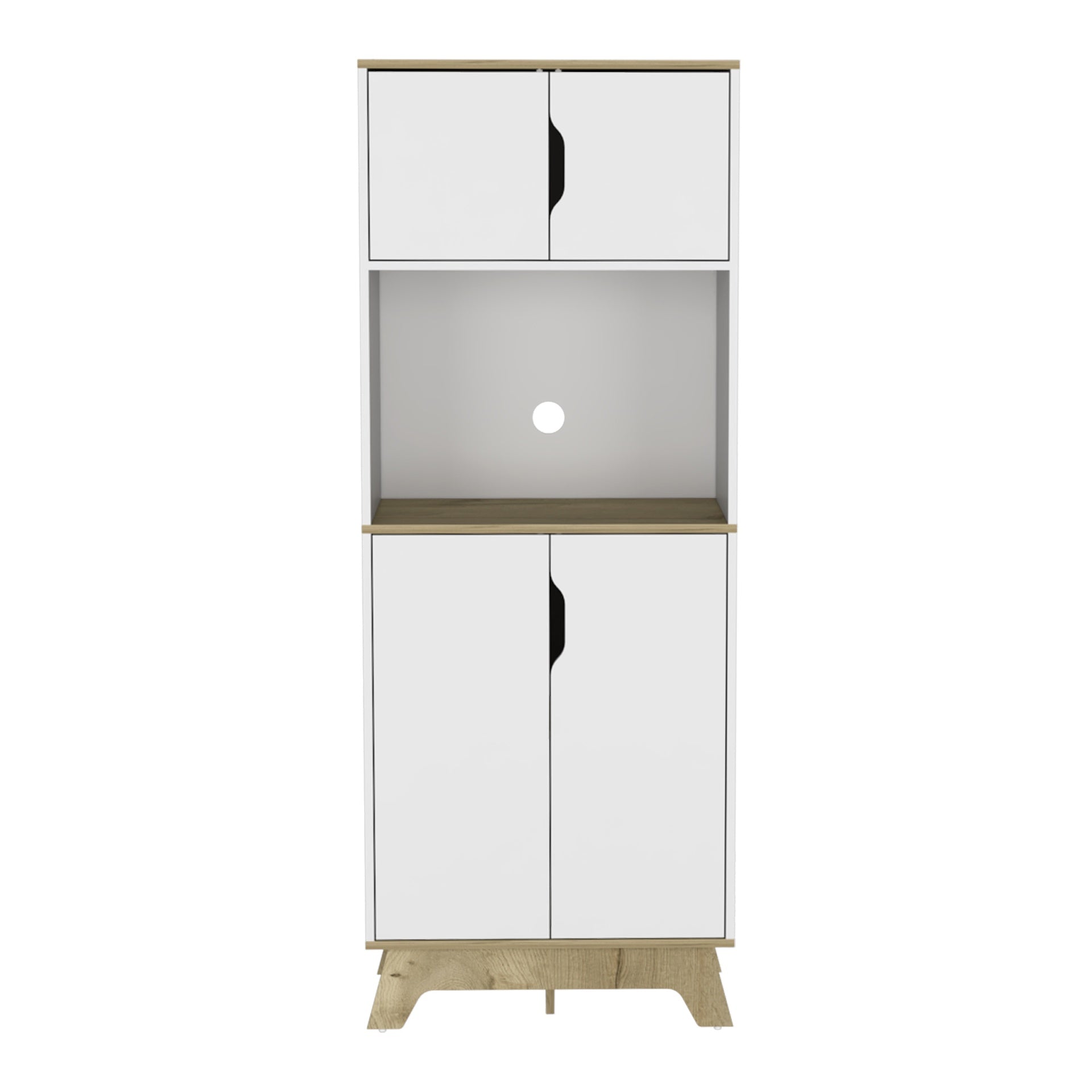 Danville 1-Drawer Microwave Pantry Cabinet Light Oak and White