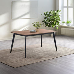 Contemporary 5pc Dining Set Black and Walnut Finish Table and 4 Side Chairs Padded Seat Wooden Kitchen Furniture