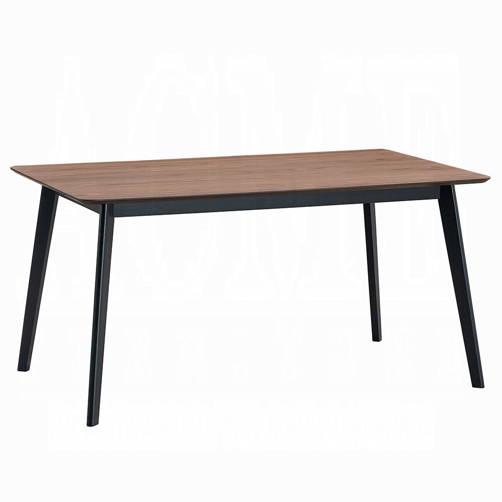 Contemporary 5pc Dining Set Black and Walnut Finish Table and 4 Side Chairs Padded Seat Wooden Kitchen Furniture