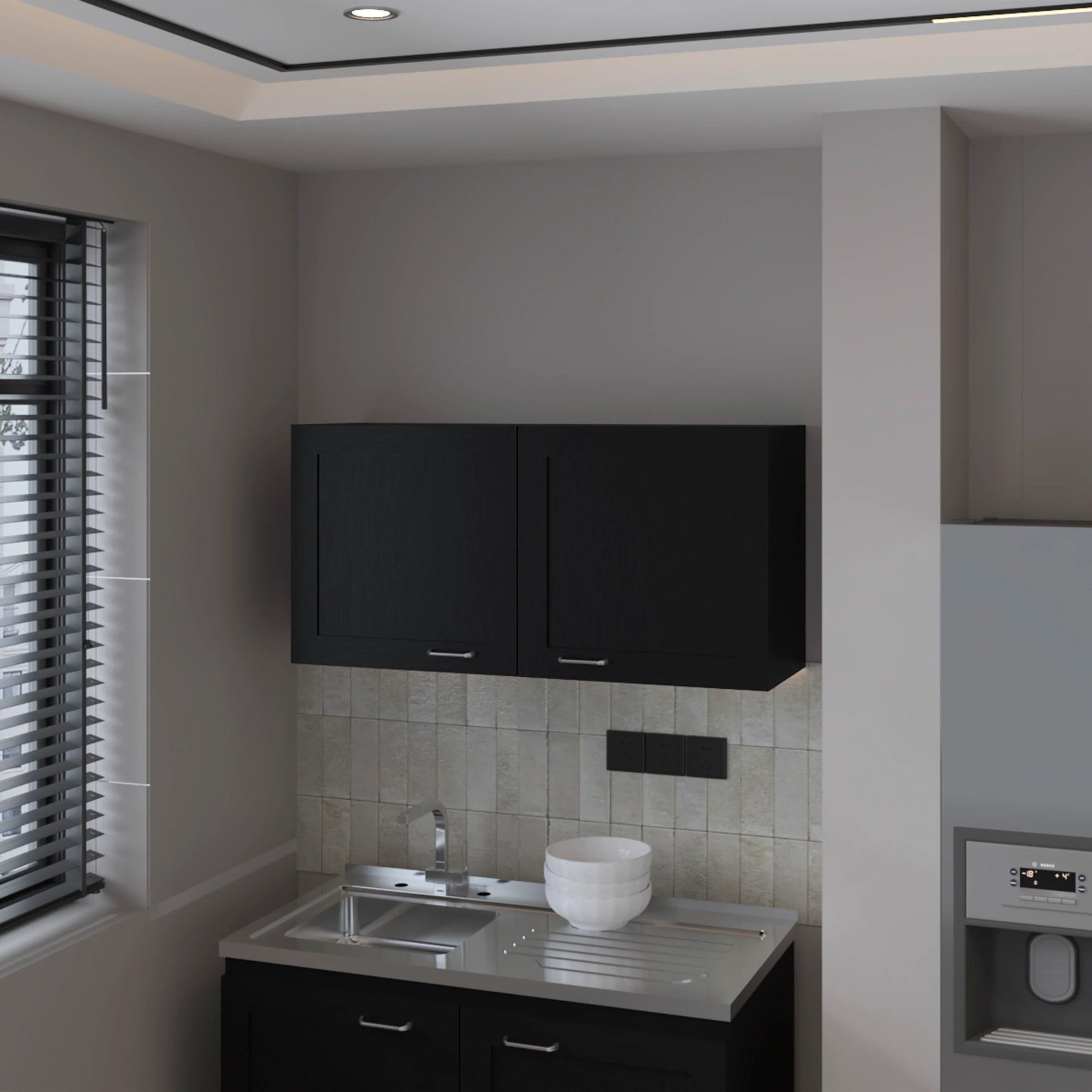 Wenge Kitchen Wall Cabinet with 2 Doors