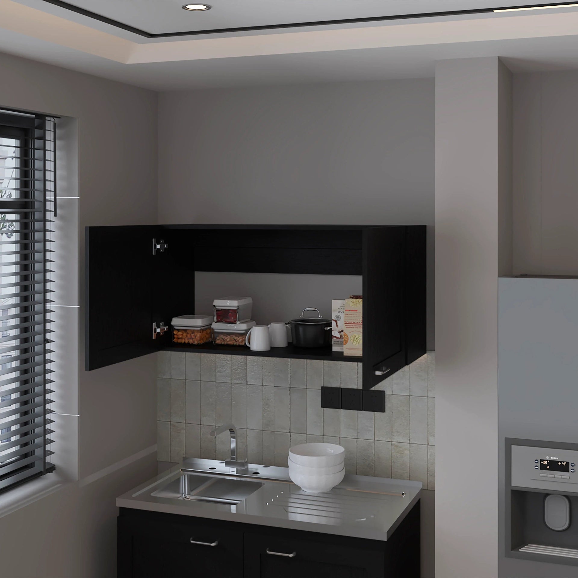 Wenge Kitchen Wall Cabinet with 2 Doors